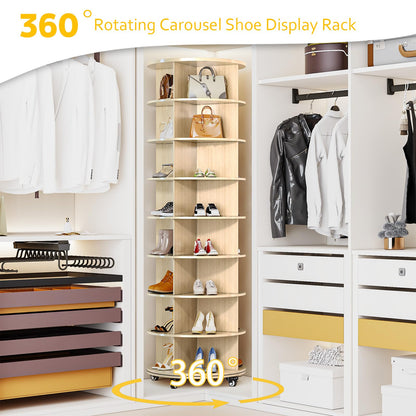 YODOLLA 8 Tier Rotating Shoe Rack Shoe Tower Organizer, Beige