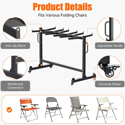 YODOLLA Folding Chair Rack Heavy Duty 540LBS Chair Cart