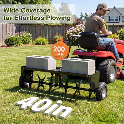 YODOLLA 40" Tow Behind Plug Aerator, Galvanized Steel Aerator Lawn Tool Tow Behind