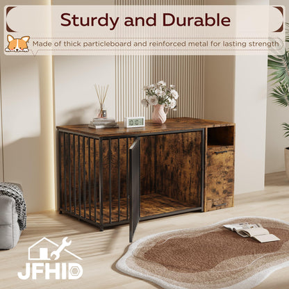 YODOLLA 42 Inch Dog Crate Furniture with Storage Cabinet