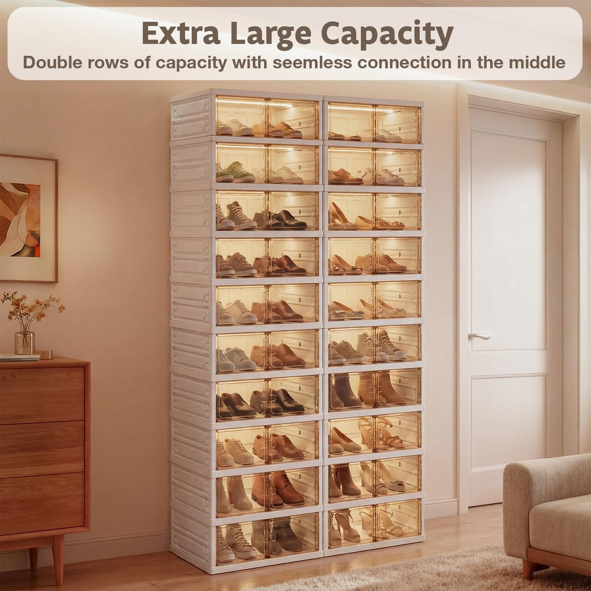 YODOLLA 10-Tier Foldable Shoe Rack Organizer, 40 Pairs Shoe Cabinet