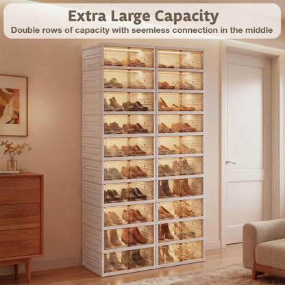 YODOLLA 10-Tier Foldable Shoe Rack Organizer, 40 Pairs Shoe Cabinet