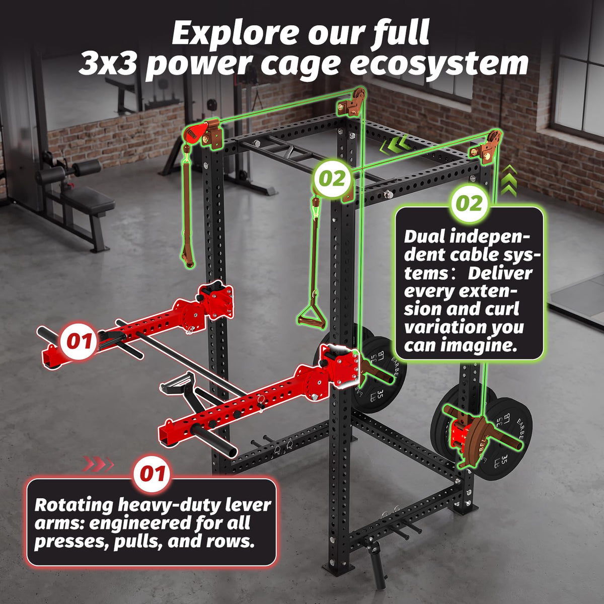 YODOLLA Commercial Power Cage, Multi-Function Power Rack