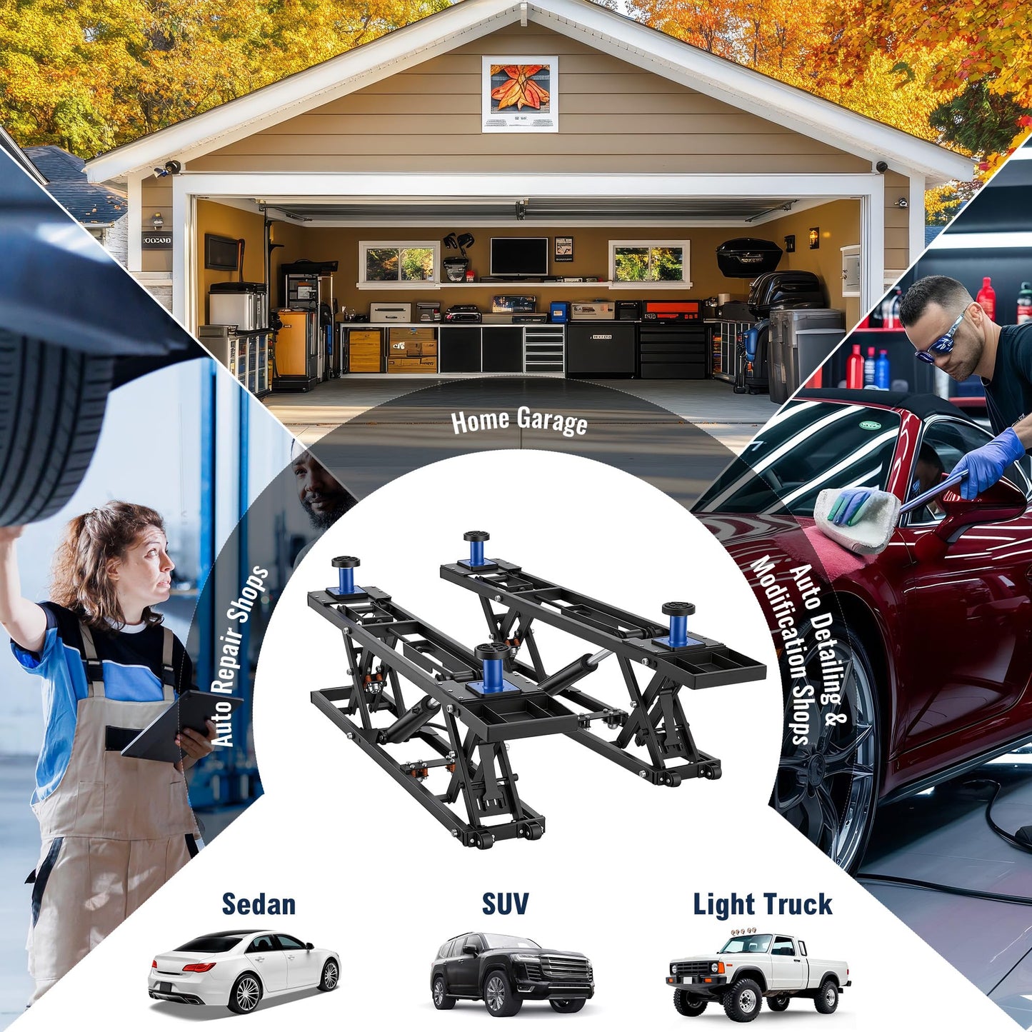 YODOLLA 7000 LBS Portable Car Lift for Home Garage Heavy-Duty Hydraulic Quick Jack