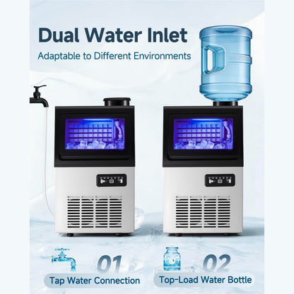 YODOLLA Commercial Ice Maker 90 lbs/24H, Stainless Steel Under Counter Ice Machine
