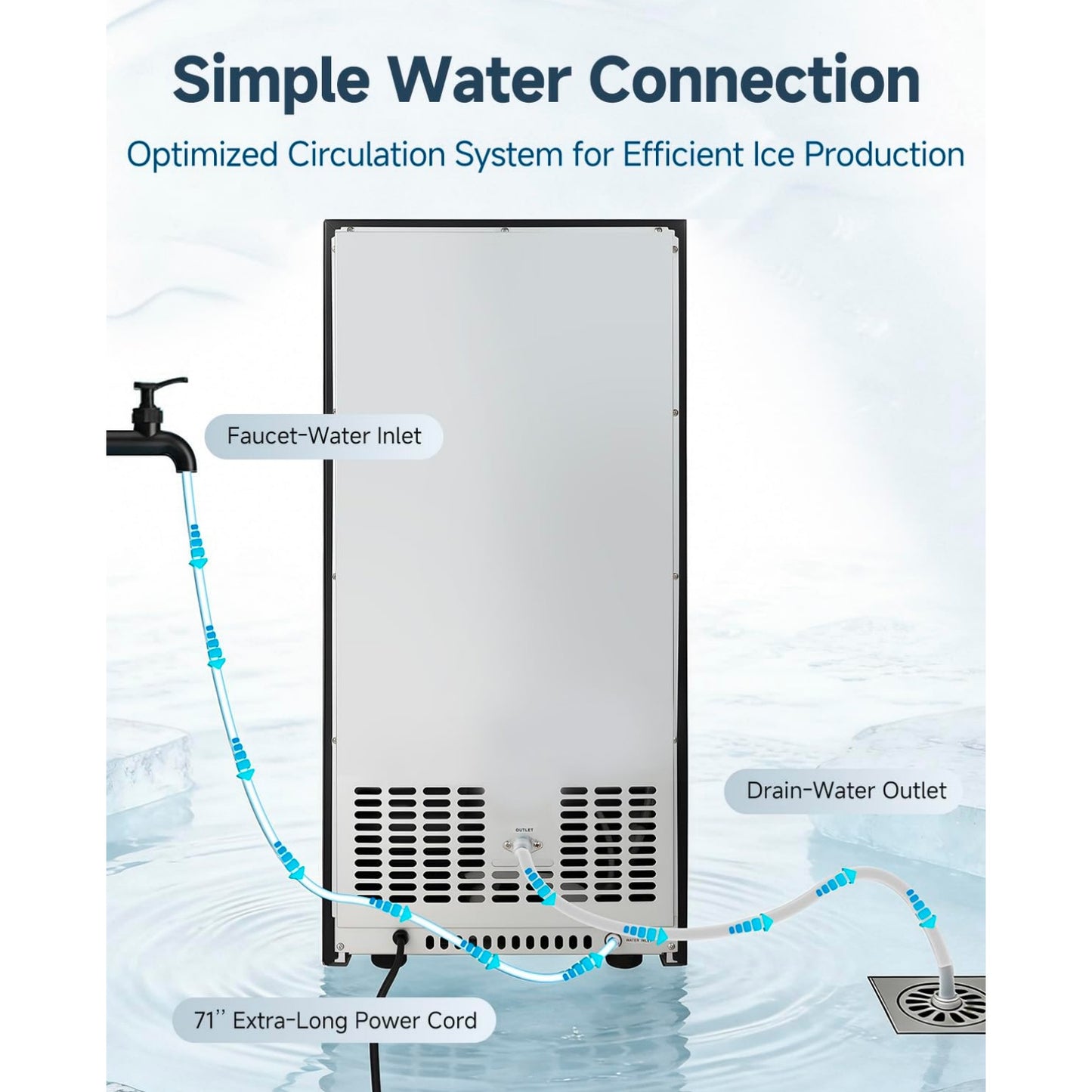 YODOLLA 15''W Commercial Ice Maker 100 lbs/24H, Stainless Steel Under Counter Ice Machine