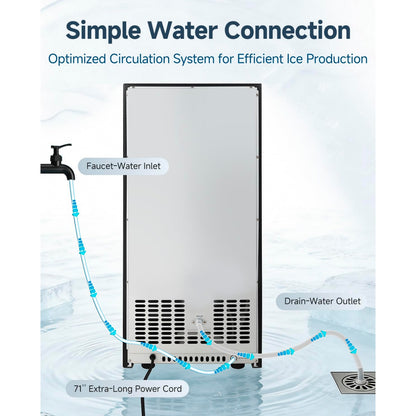YODOLLA 15''W Commercial Ice Maker 100 lbs/24H, Stainless Steel Under Counter Ice Machine