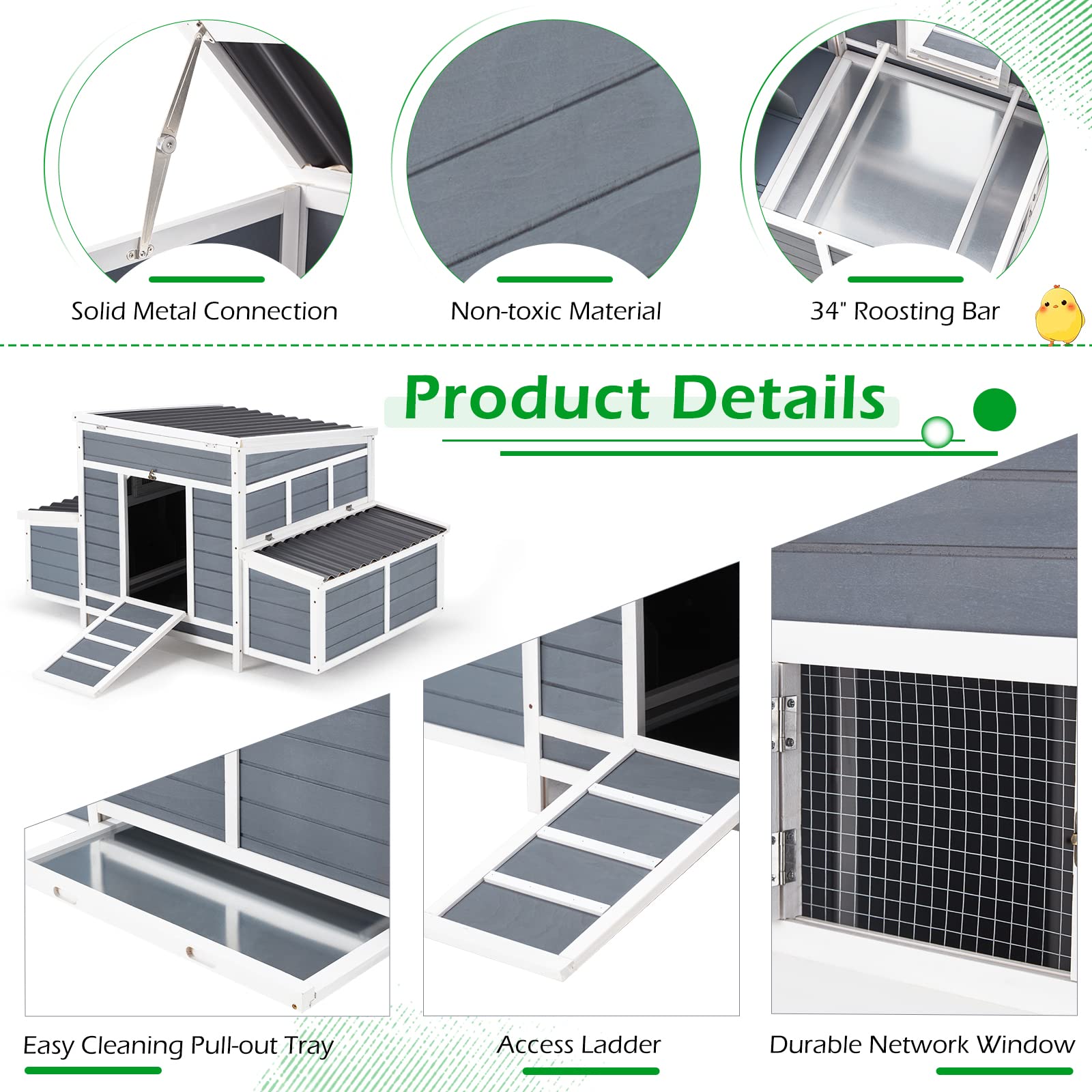 YODOLLA 56" chicken coop with ventilation.