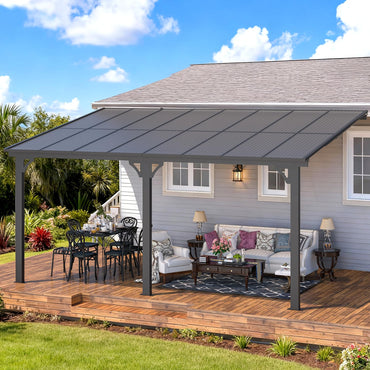 YODOLLA 16' x 10' Adjustable Height Outdoor Lean to Gazebo Pergola