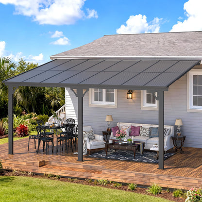 YODOLLA 16' x 10' Adjustable Height Outdoor Lean to Gazebo Pergola