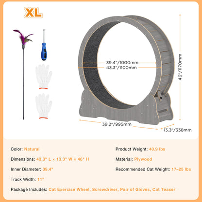 YODOLLA 43.3” Cat Exercise Running Wheel, Gray