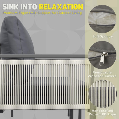 YODOLLA Aluminum Patio Furniture Set 5/4 Seats Outdoor Sectional Couch