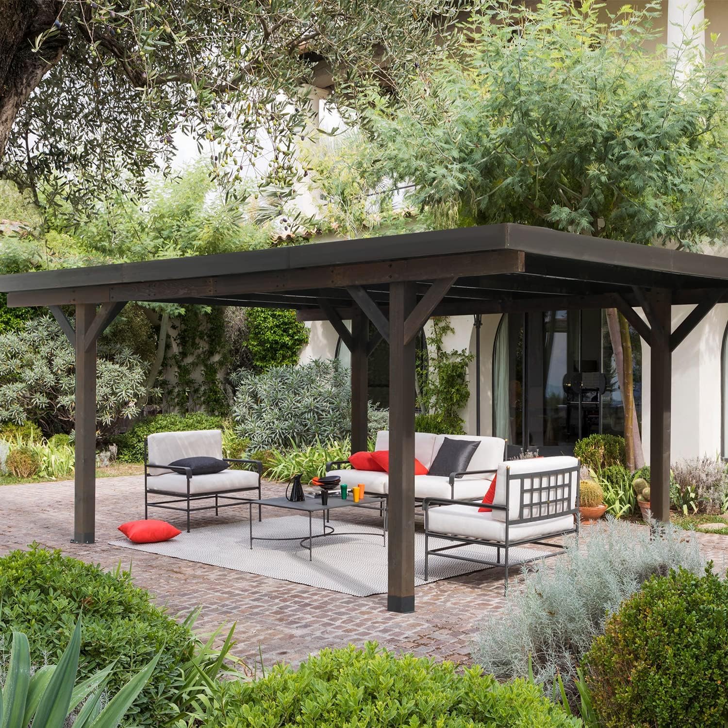 YODOLLA Wooden Gazebo with Hardtop Roof