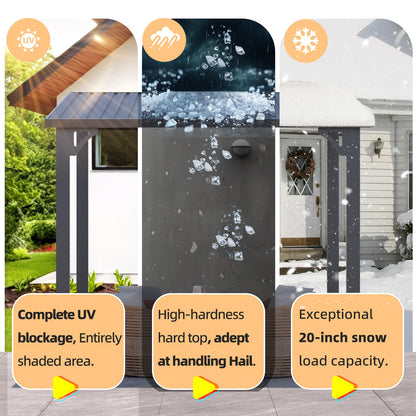 YODOLLA 16' x 8' Outdoor Hardtop Metal Gazebo Lean to Galvanized Steel Wall Mounted Pergolas