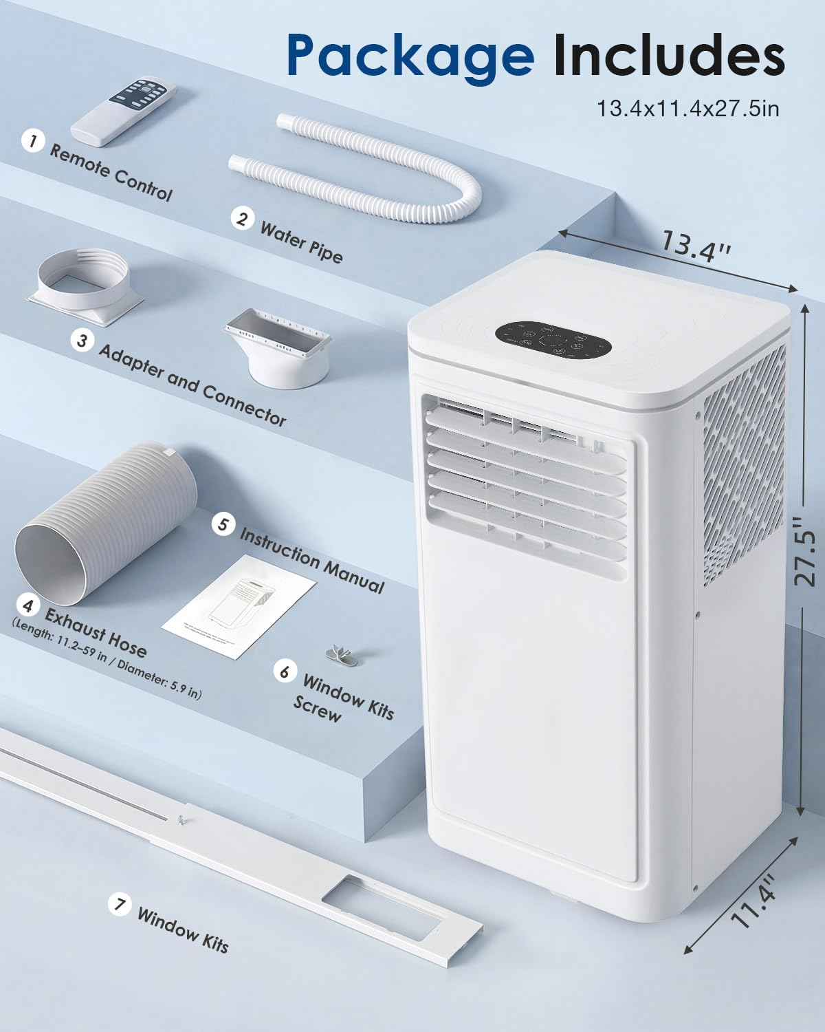 YODOLLA Portable Air Conditioners, 10,000 BTU ASHRAE (6000 BTU SACC) Quiet Standing AC Unit