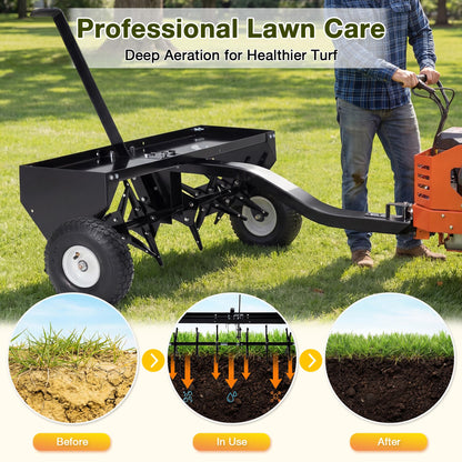 YODOLLA 48" Tow Behind Plug Aerator, Galvanized Steel Aerator Lawn Tool Tow Behind