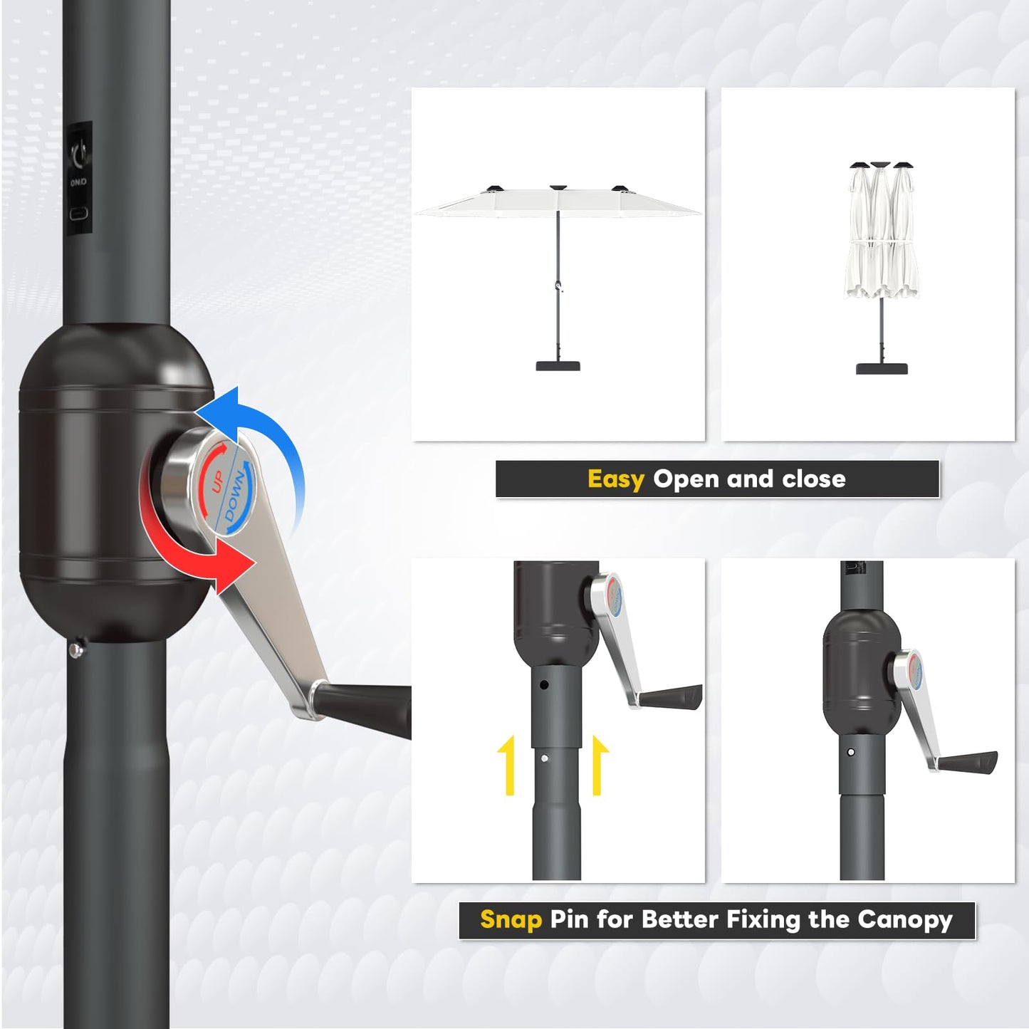 YODOLLA 15ft Double-Sided Patio Umbrella Outdoor Rectangle Umbrella with Base, Beige