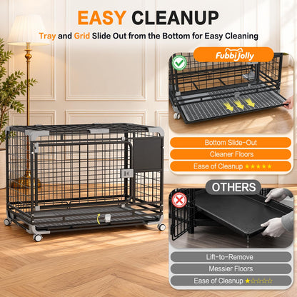 YODOLLA  24" Metal Wire Dog Crate for Small Dogs with Wheels, Black