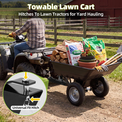 YODOLLA 2-in-1 Dump Cart 500Lbs Heavy Duty Tow Behind Poly Utility Trailer