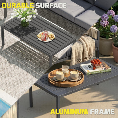 YODOLLA Aluminum Patio Furniture Set 5/4 Seats Outdoor Sectional Couch