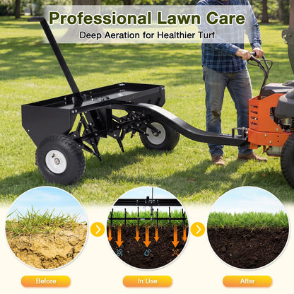 YODOLLA 40" Tow Behind Plug Aerator, Galvanized Steel Aerator Lawn Tool Tow Behind
