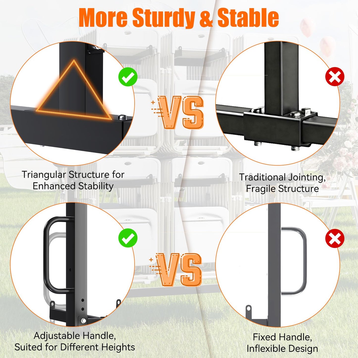 YODOLLA Folding Chair Rack Heavy Duty 540LBS Chair Cart