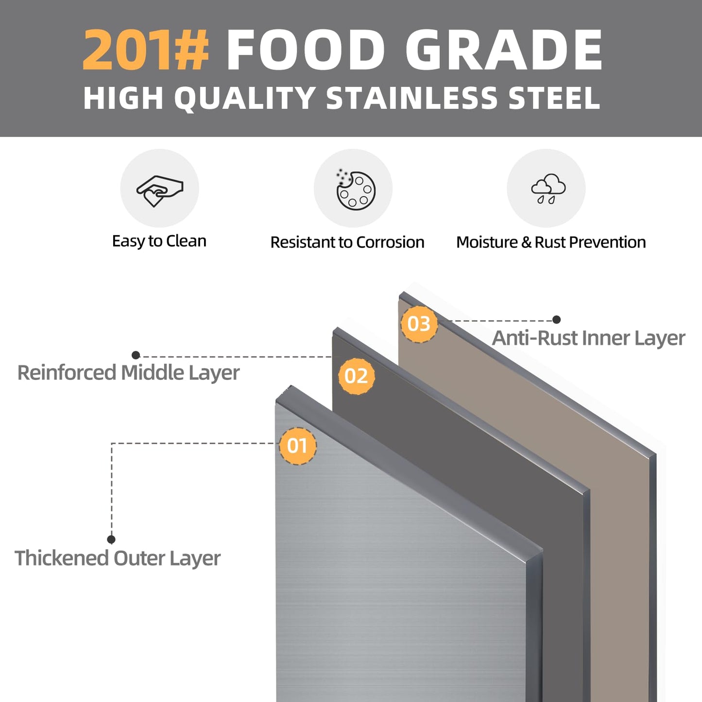 YODOLLA 57"x19.7" Stainless Steel Work Table Kitchen Cabinets with Extend Panel & Adjustable Shelf