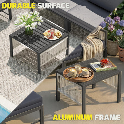 YODOLLA Aluminum Patio Furniture Set 5/4 Seats Outdoor Sectional Couch