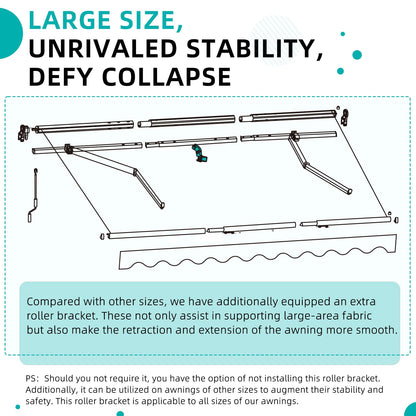YODOLLA 14'×10'  Manual Retractable Awning Sun Shade Patio Awning Cover