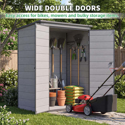 YODOLLA 3'x5' Resin Outdoor Storage Shed, Lean to Plastic Shed with Base