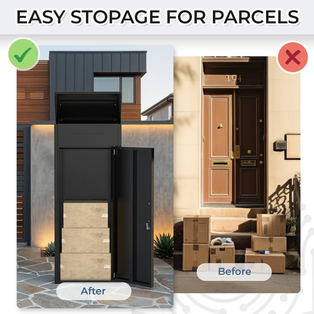 YODOLLA Package Delivery Box for Outside, Black (47.2"x13.8"x19.7")