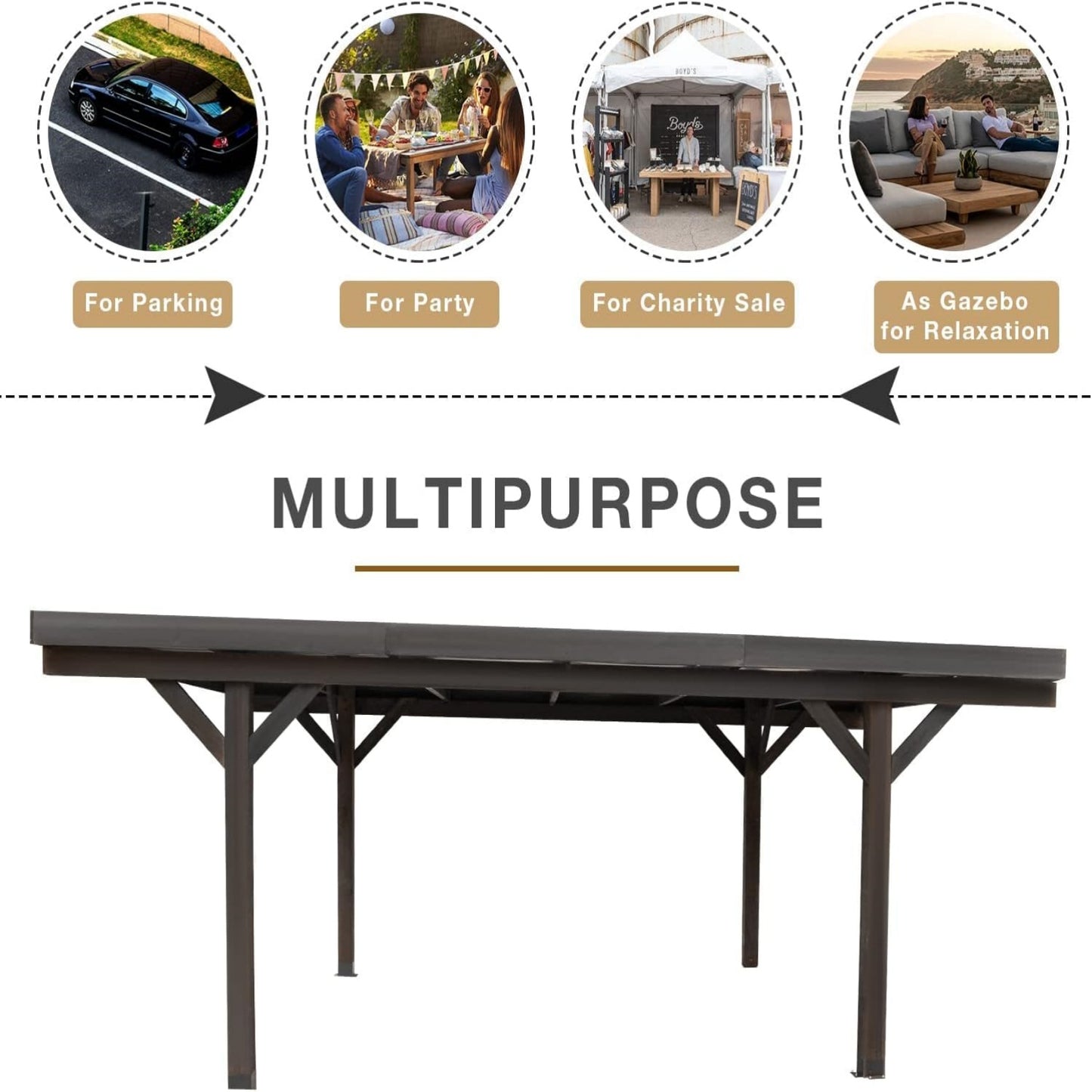 YODOLLA Coffee Wooden Pergola for Outdoor