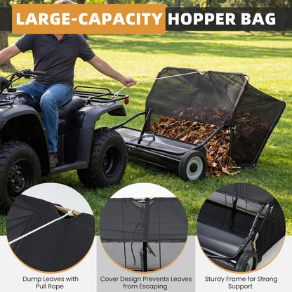 YODOLLA 48" Lawn Sweeper Tow Behind, Pull Behind Grass & Leaf Collector