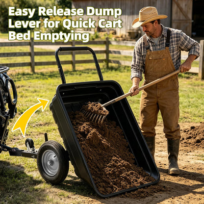 YODOLLA 2-in-1 Dump Cart 500Lbs Heavy Duty Tow Behind Poly Utility Trailer