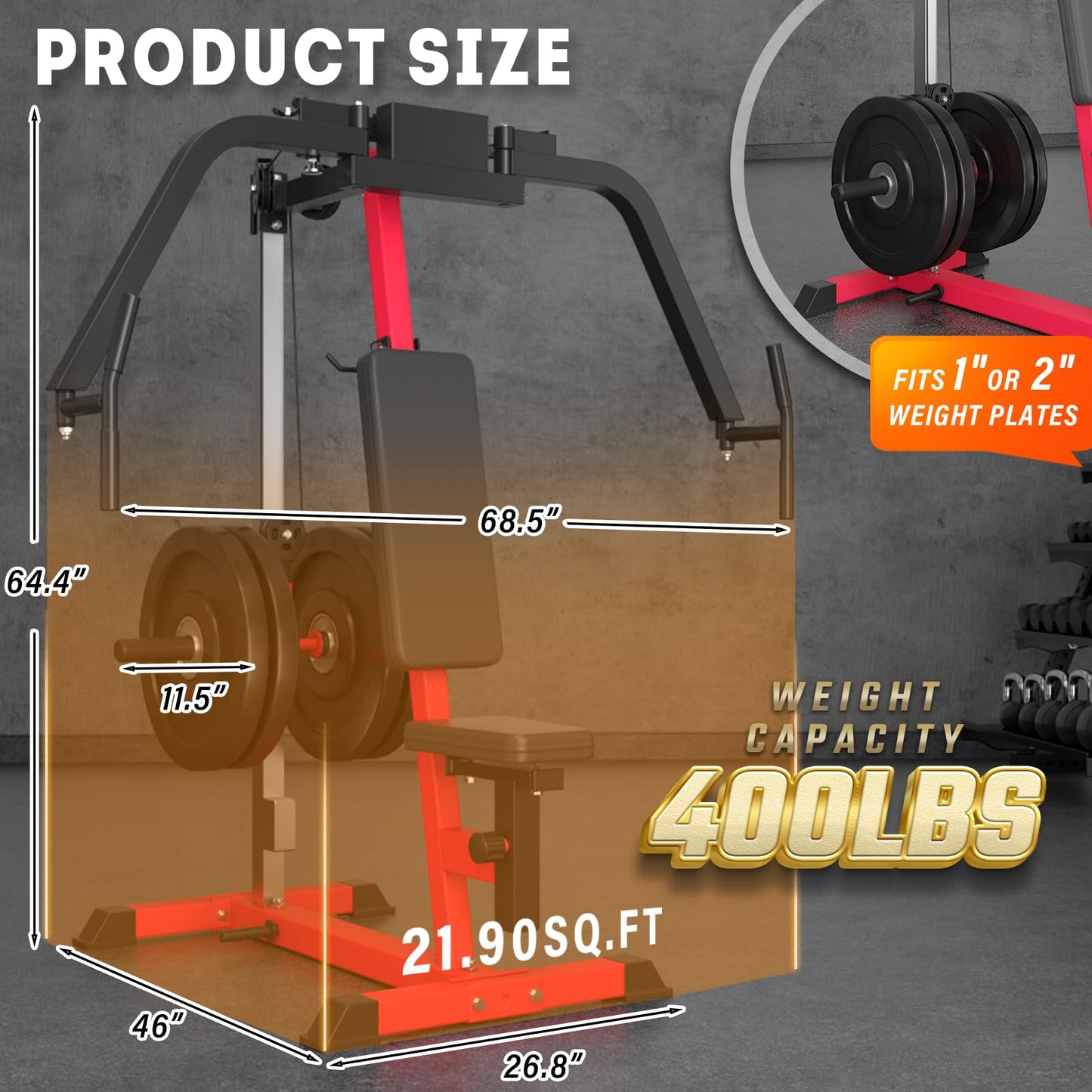 YODOLLA Chest Fly Machine PEC Deck Fly and Reverse Delt Machine 450lbs Adjustable Upper Body Workout Equipment