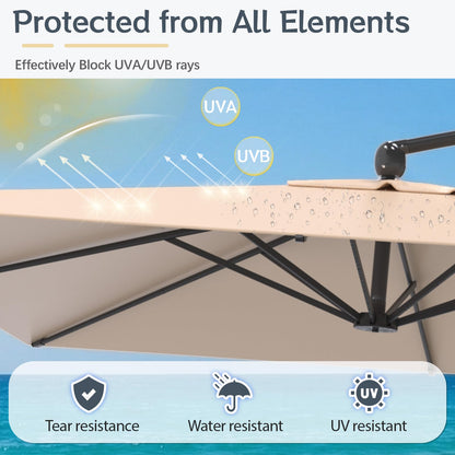 YODOLLA 10x10 FT Cantilever Patio Umbrella with Base Included Large Square Offset Umbrella