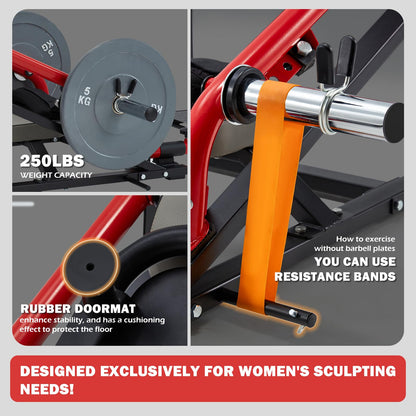 YODOLLA Hip Thrust Machine with Adjustable Footboard, 800LBS Plate-Loaded Glute Bridge Machine