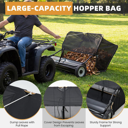 YODOLLA 42" Lawn Sweeper Tow Behind, Pull Behind Grass & Leaf Collector