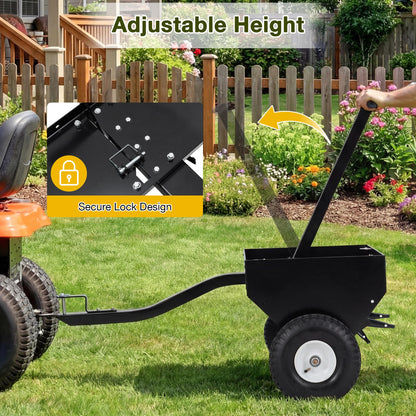 YODOLLA 40" Tow Behind Plug Aerator, Galvanized Steel Aerator Lawn Tool Tow Behind
