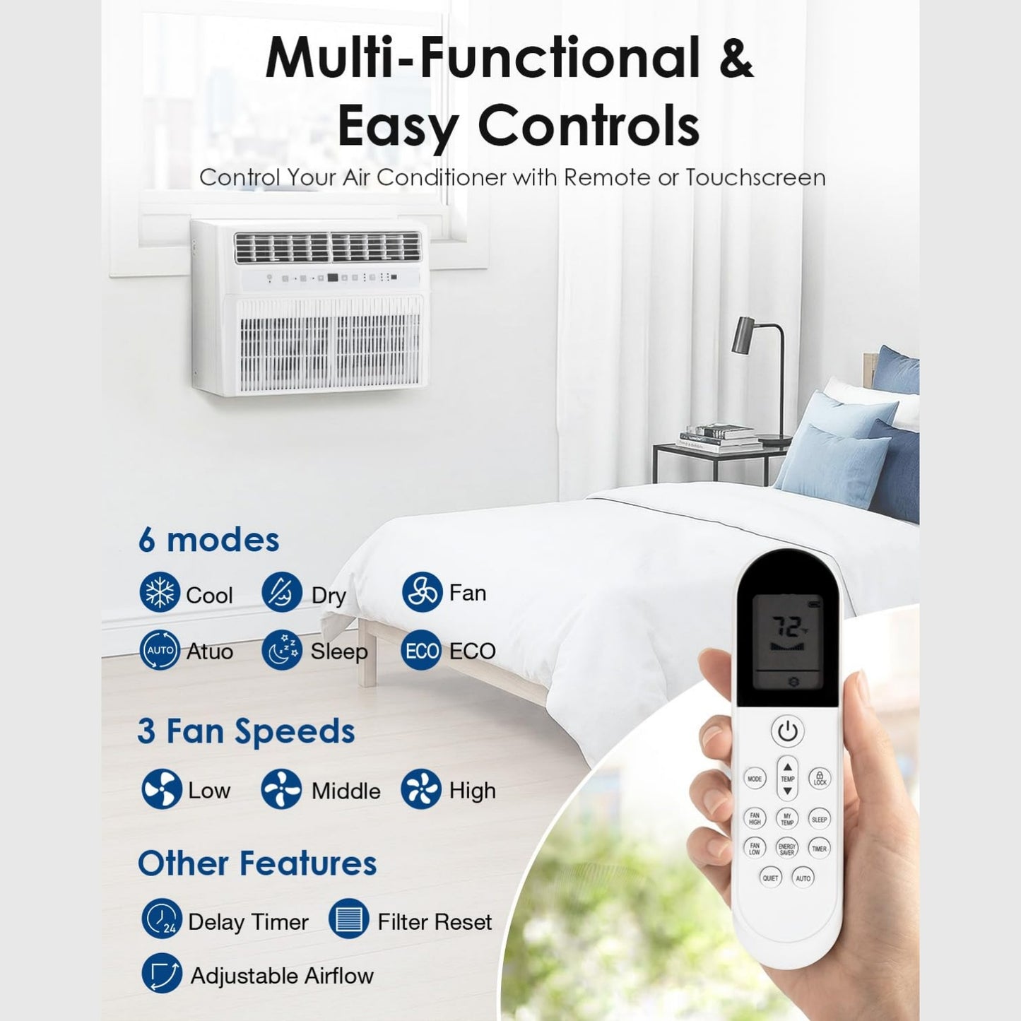 YODOLLA U-Shaped Window Air Conditioner, 12000 BTU AC Unit, Upgraded Front Panel +20% Airflow, Cools up to 350 Sq. Ft.