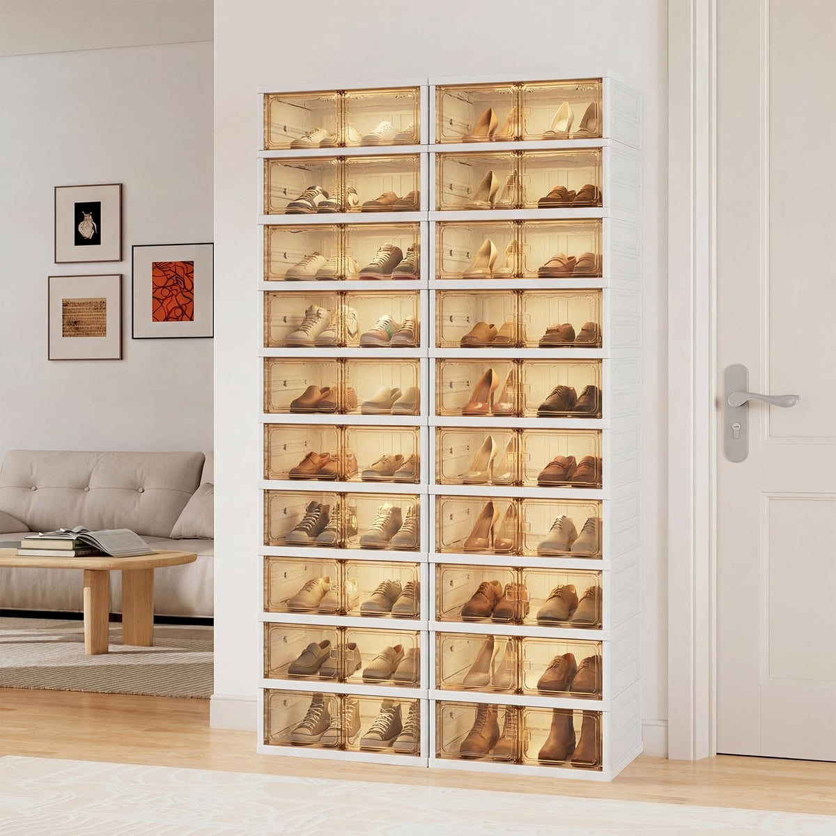 YODOLLA 10-Tier Foldable Shoe Rack Organizer, 40 Pairs Shoe Cabinet