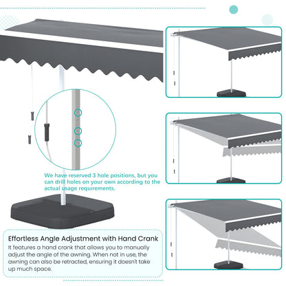 YODOLLA 13'x8' Awning Free Standing Retractable Awning with Weighted Base