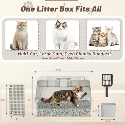 YODOLLA Extra Large Enclosed Stainless Steel Cat Litter Box Enclosure with Lid