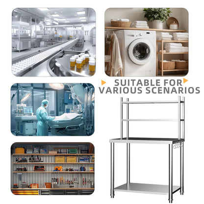 YODOLLA Stainless Steel Table with Shelves 30"x24" Prep Table Steel Countertop Workbench