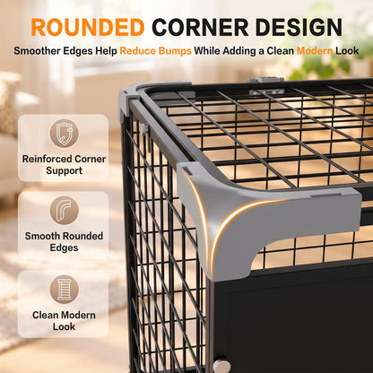YODOLLA  24" Metal Wire Dog Crate for Small Dogs with Wheels, Black