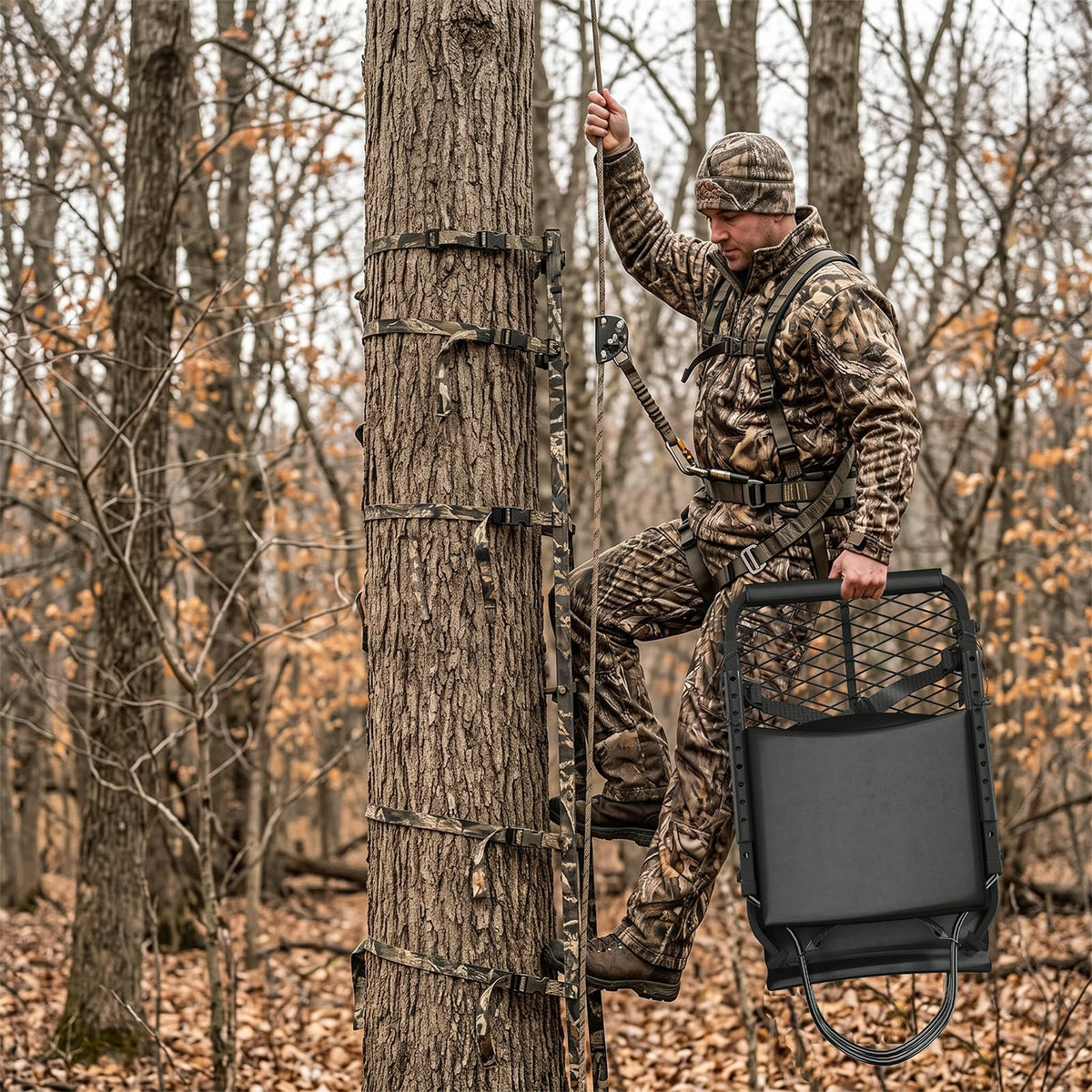 YODOLLA Ladder/Hang-on Tree Stand, Heavy-Duty Portable Steel Hunting Tree Stand