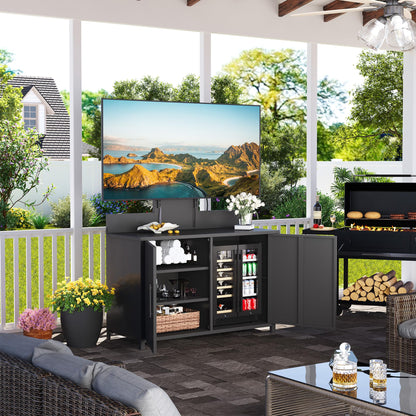 YODOLLA Outdoor Storage Cabinet with TV Mount for 40–85 Inch Tvs