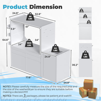 YODOLLA Laundry Pedestal with Sink Cabinet for 2 Washer and Dryer