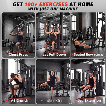 YODOLLA Workout Station with Leg Press, Multifunctional Home Gym Equipment