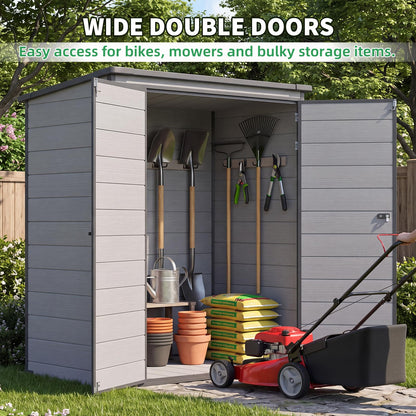 YODOLLA 4'x6' Resin Outdoor Storage Shed, Lean to Plastic Shed with Base
